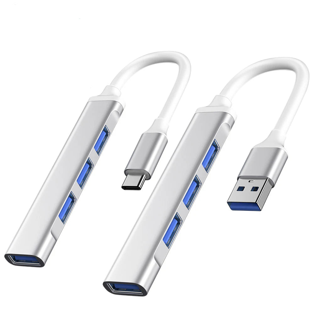 USB-C HUB 4-Port – High-Speed 3.0 Splitter Adapter for Laptops & Smartphones