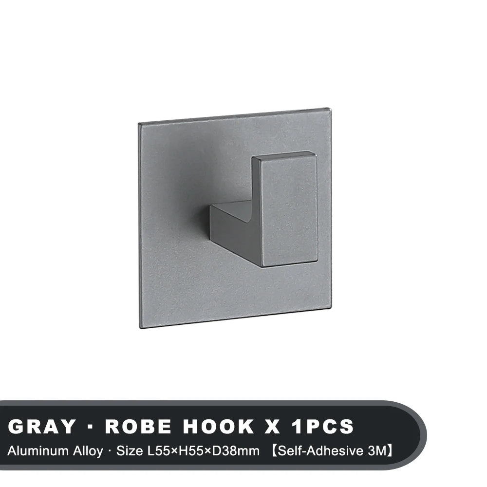 Strong Adhesive Wall Hooks – 1 to 4 Pcs | Matte Black Aluminum Alloy