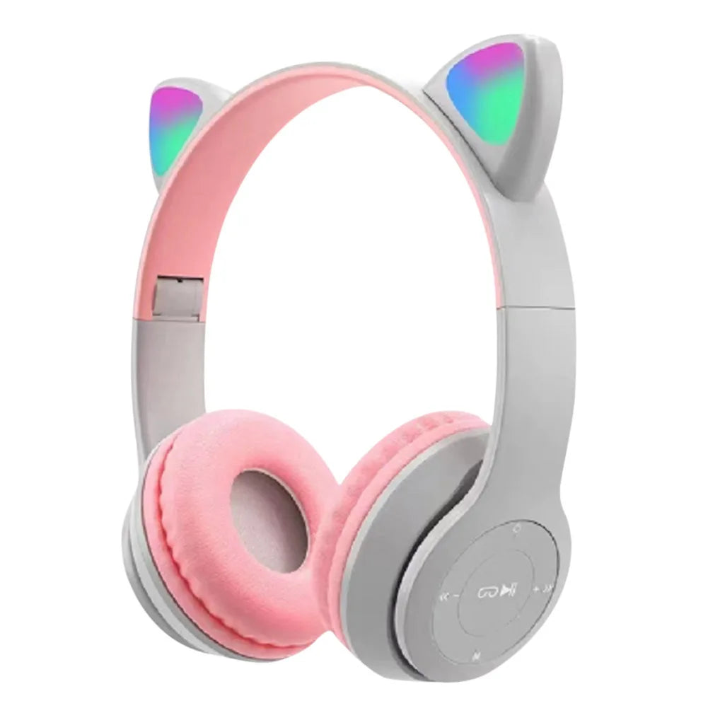 Cat Ear Wireless Bluetooth Headphones – Cute Glow Light, Stereo Sound, and All-Day Comfort for Kids and Adults