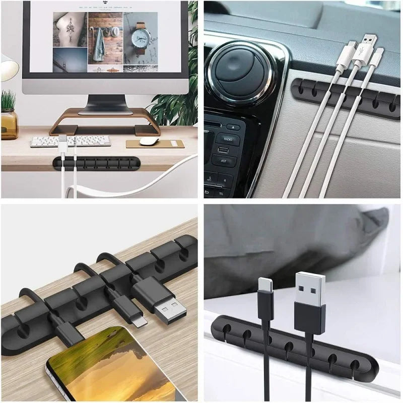 Silicone USB Cable Organiser – USB Charging Cable Winder & Desktop Management Clip