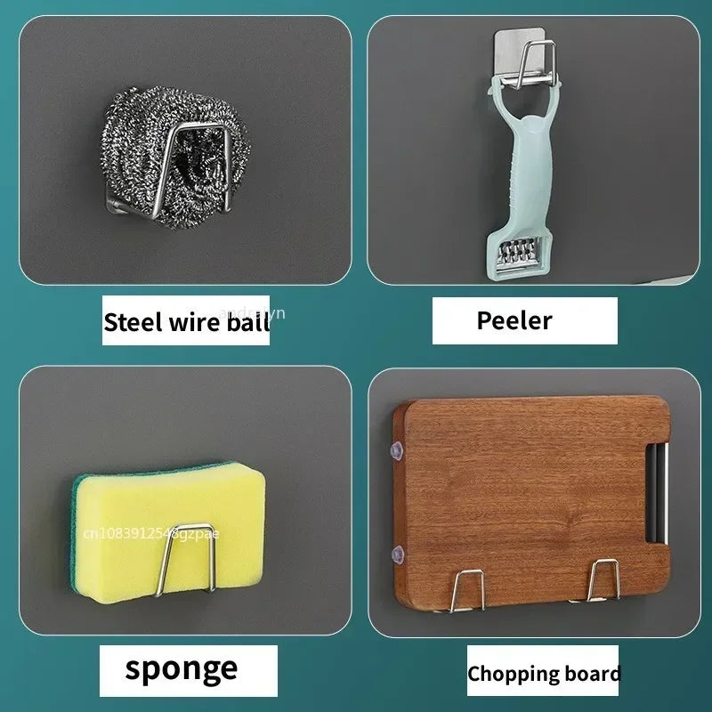 Stainless Steel Sink Sponge Rack – Self-Adhesive, Rustproof & Space-Saving Kitchen Storage