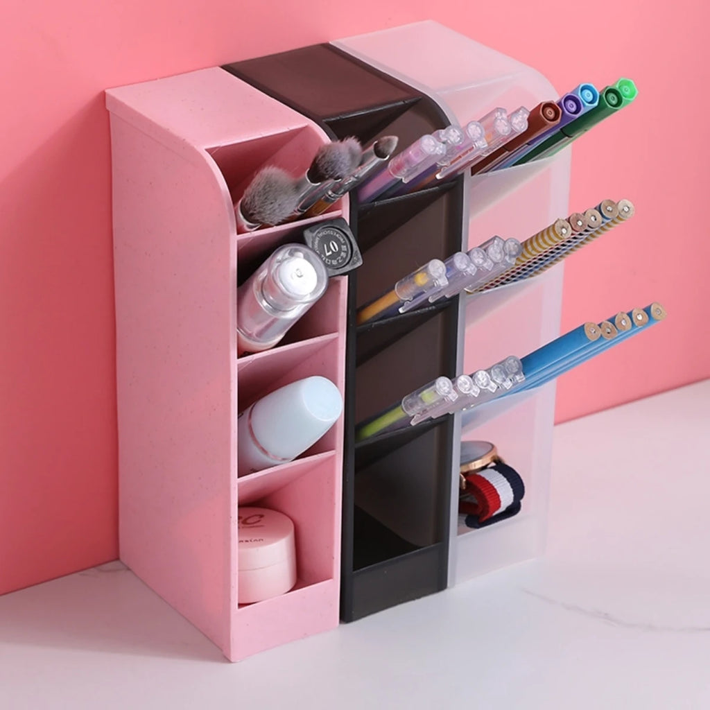 Multi-Layer Pen Holder & Cosmetic Brush Storage – Space-Saving Desk Organizer