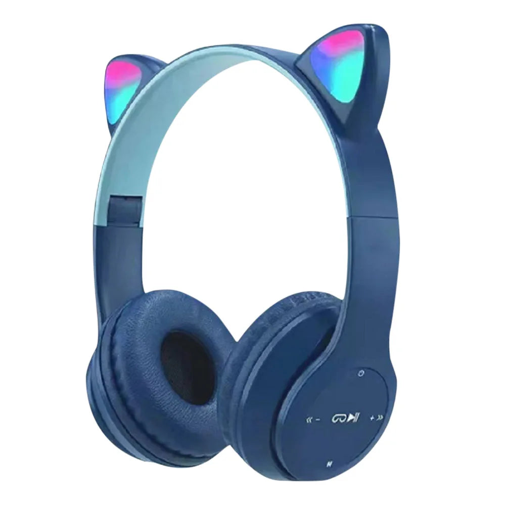 Cat Ear Wireless Bluetooth Headphones – Cute Glow Light, Stereo Sound, and All-Day Comfort for Kids and Adults