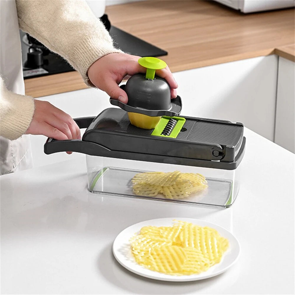 12/16-Piece Multifunctional Vegetable Cutter – 14-in-1 Slicer, Grater & Chopper