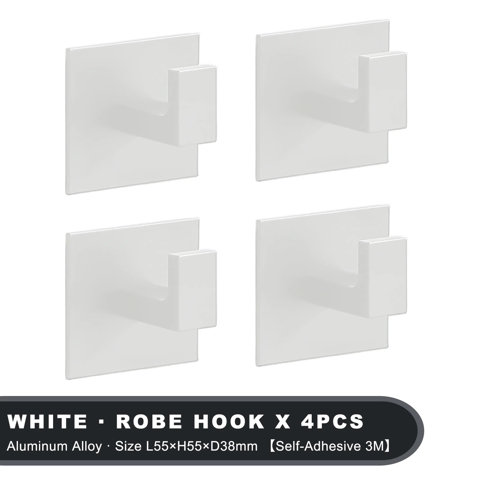 Strong Adhesive Wall Hooks – 1 to 4 Pcs | Matte Black Aluminum Alloy