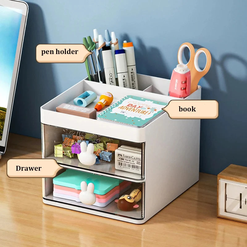 Small Desk Organizer with Drawer – Multi-Purpose Desktop Storage Box
