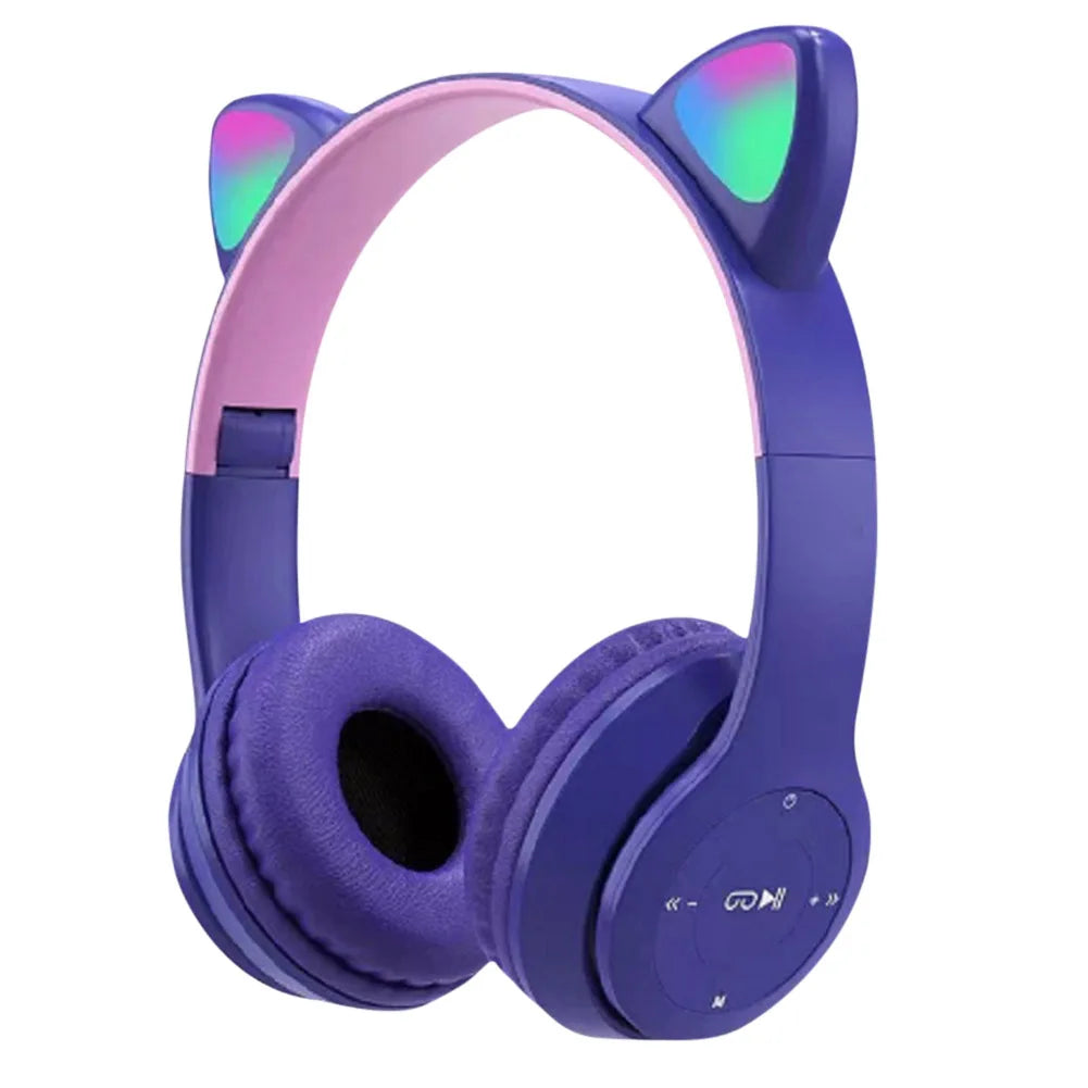 Cat Ear Wireless Bluetooth Headphones – Cute Glow Light, Stereo Sound, and All-Day Comfort for Kids and Adults