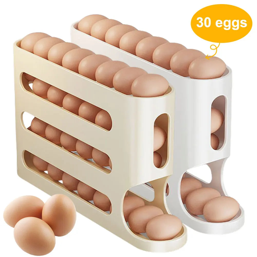 4-Layer Automatic Rolling Egg Holder – Keep Your Fridge Neat, Fresh & Efficient