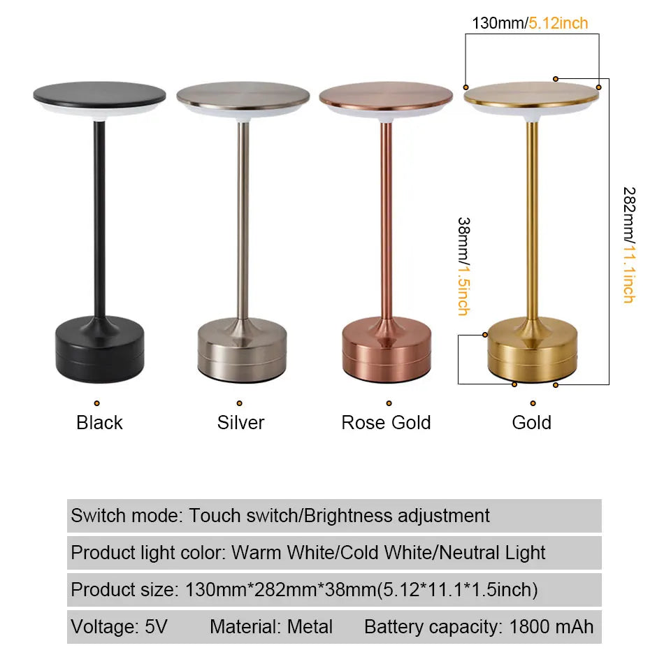 LED Touch Sensor Table Lamp – USB Rechargeable Crystal Night Light for Bedroom, Restaurants and Decor