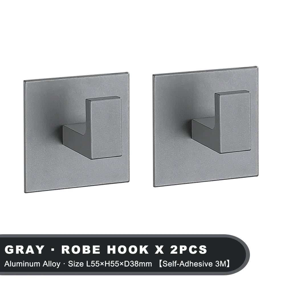 Strong Adhesive Wall Hooks – 1 to 4 Pcs | Matte Black Aluminum Alloy