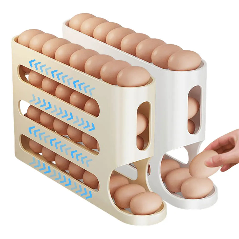 4-Layer Automatic Rolling Egg Holder – Keep Your Fridge Neat, Fresh & Efficient