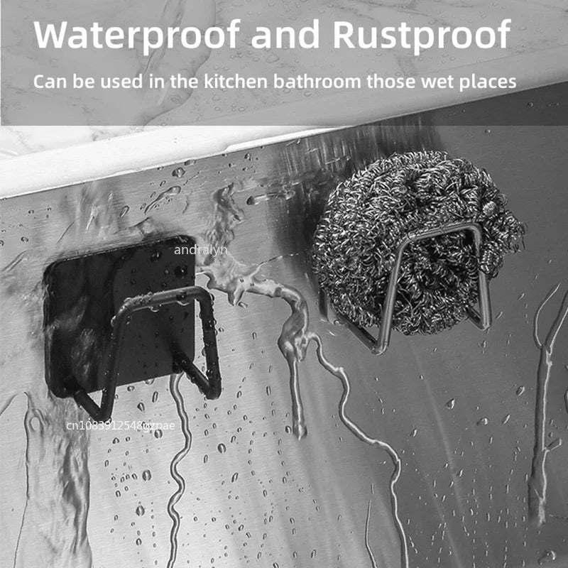 Stainless Steel Sink Sponge Rack – Self-Adhesive, Rustproof & Space-Saving Kitchen Storage