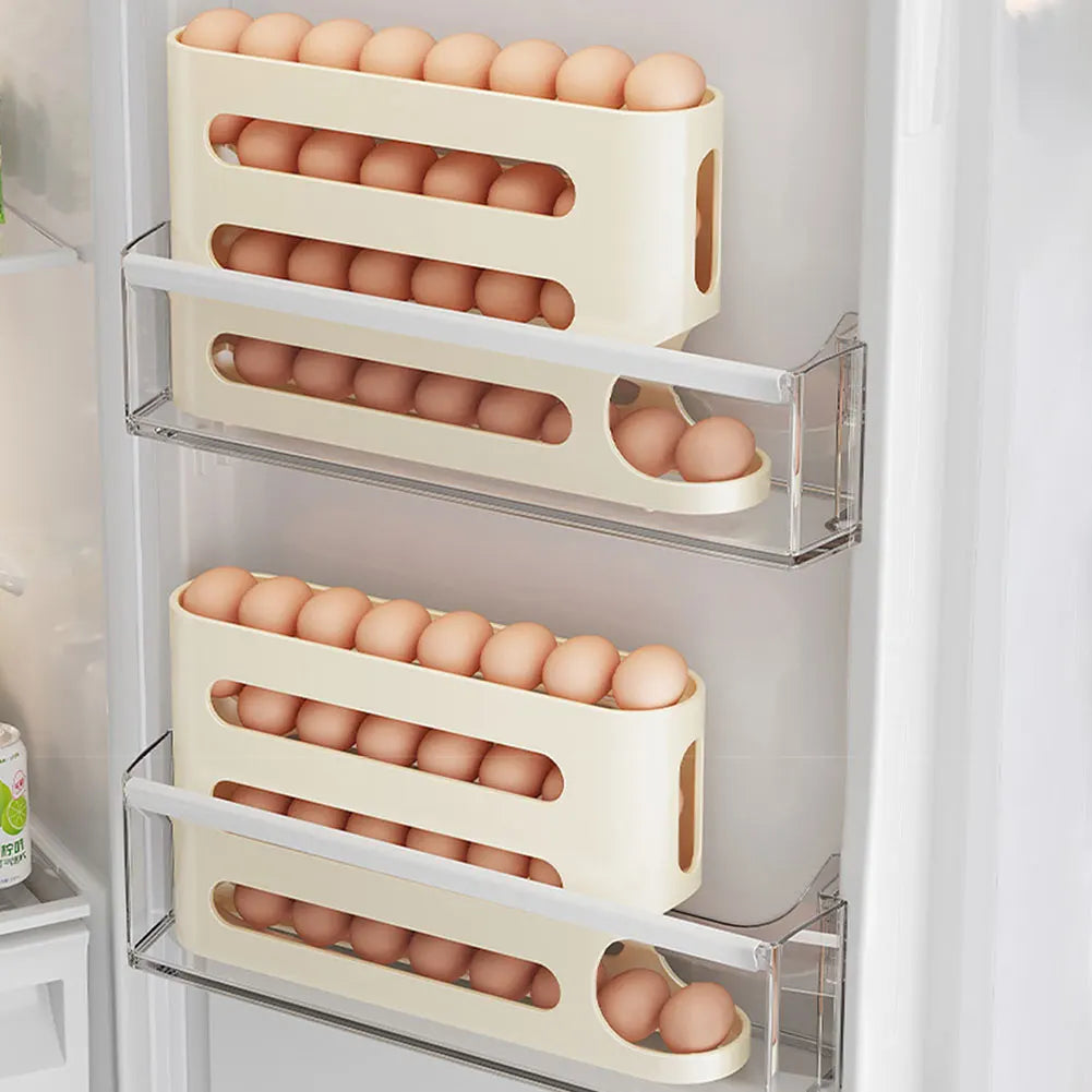 4-Layer Automatic Rolling Egg Holder – Keep Your Fridge Neat, Fresh & Efficient