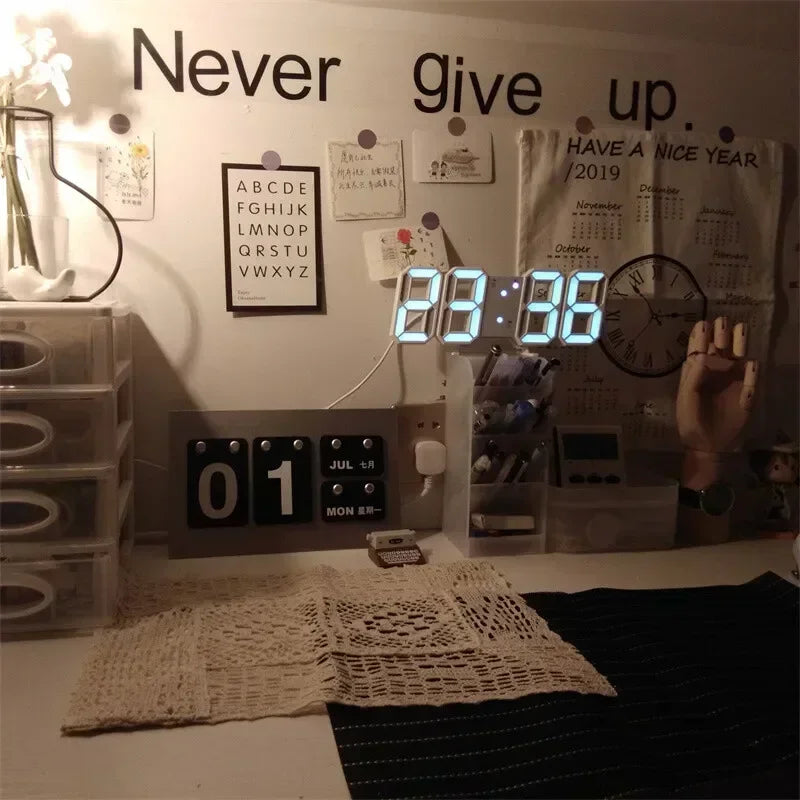 3D LED Digital Clock – Modern Minimalist Wall & Desk Decoration