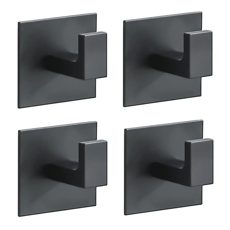 Strong Adhesive Wall Hooks – 1 to 4 Pcs | Matte Black Aluminum Alloy