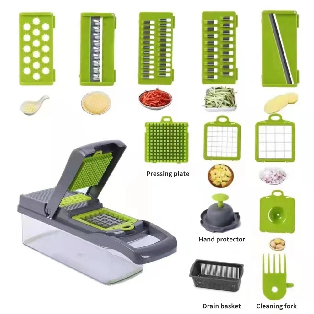 12/16-Piece Multifunctional Vegetable Cutter – 14-in-1 Slicer, Grater & Chopper