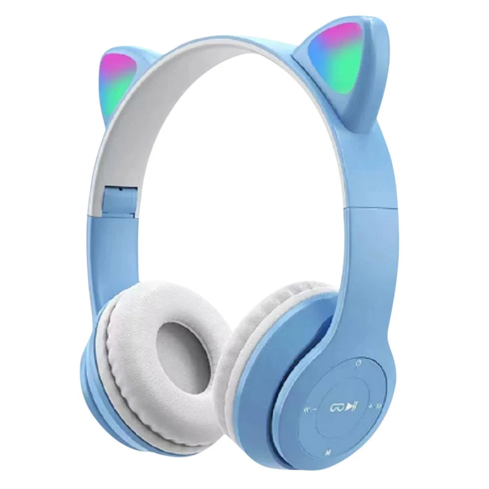 Cat Ear Wireless Bluetooth Headphones – Cute Glow Light, Stereo Sound, and All-Day Comfort for Kids and Adults