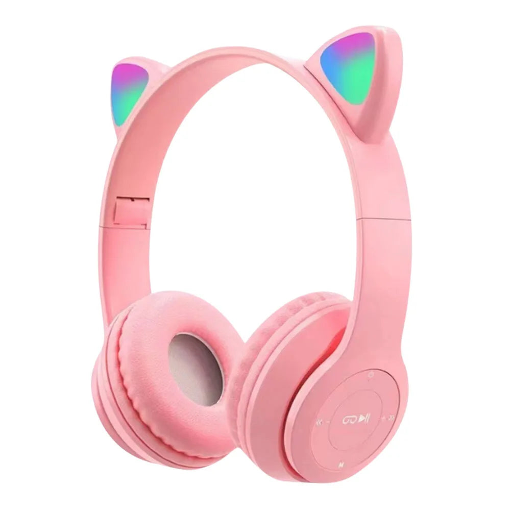 Cat Ear Wireless Bluetooth Headphones – Cute Glow Light, Stereo Sound, and All-Day Comfort for Kids and Adults